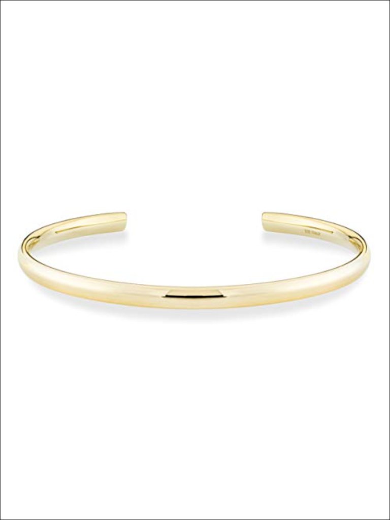 Sterling Silver 18k Gold Plated Open Cuff Polished Bangle Bracelet Adjustable
